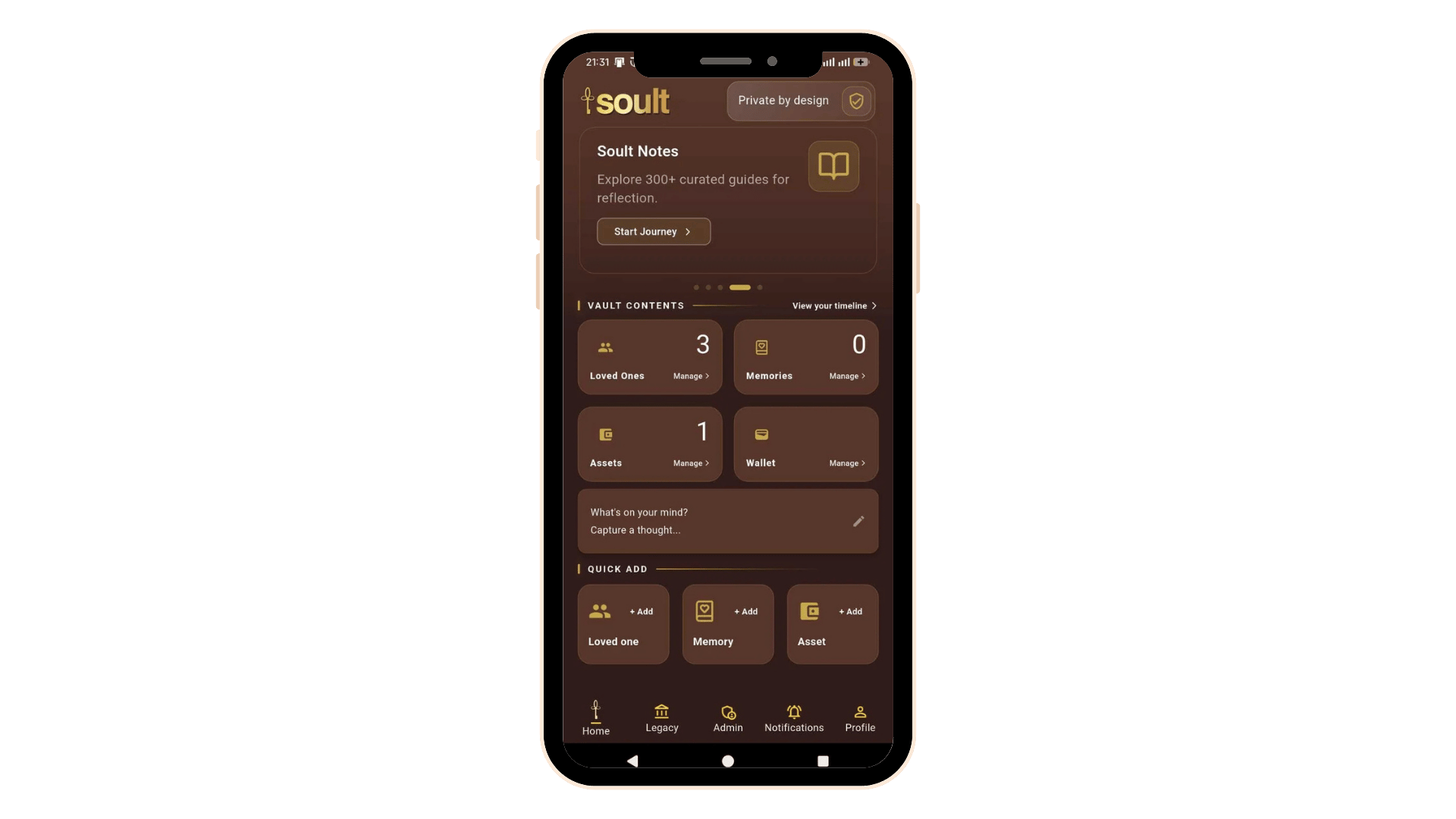 Soult app home screen
