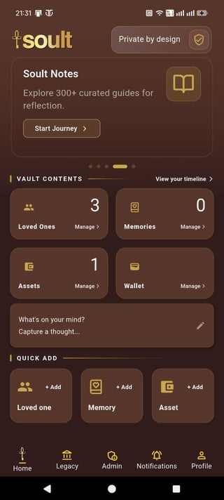 Soult app — four pillars of your digital life vault